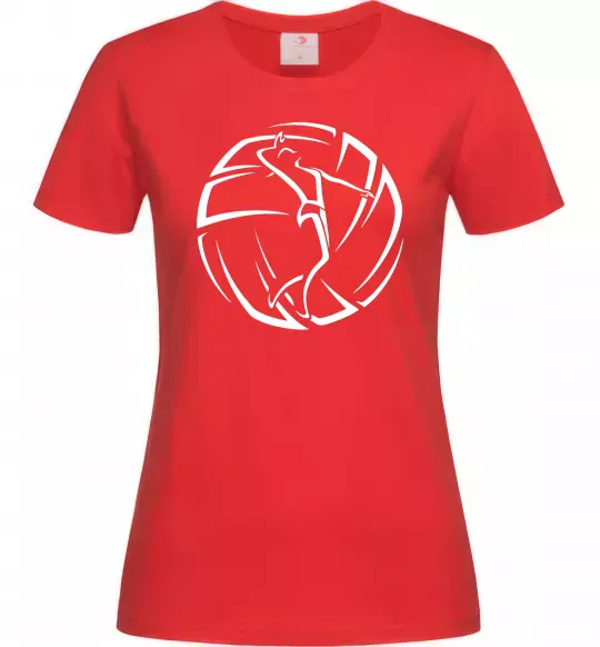 Женская футболка Дівчина у волейбольному м'ячі Красный фото