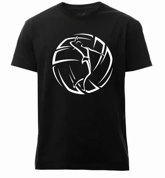 Мужская премиум футболка Дівчина у волейбольному м'ячі Черный фото