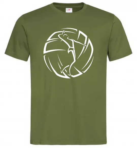 Мужская футболка Дівчина у волейбольному м'ячі Оливковый фото