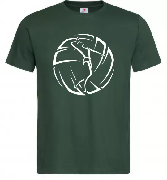 Мужская футболка Дівчина у волейбольному м'ячі Темно-зеленый фото