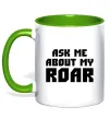 Чашка с цветной ручкой Ask me about my roar Лаймовый фото