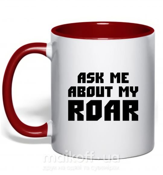 Чашка с цветной ручкой Ask me about my roar Красный фото