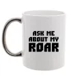 Чашка з кольоровою ручкою Ask me about my roar Срібло фото