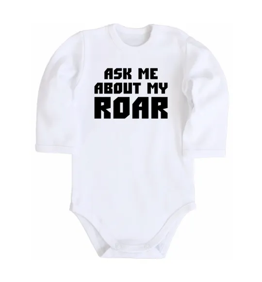 Детский боди Ask me about my roar Белый фото