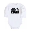 Детский боди Ask me about my roar Белый фото