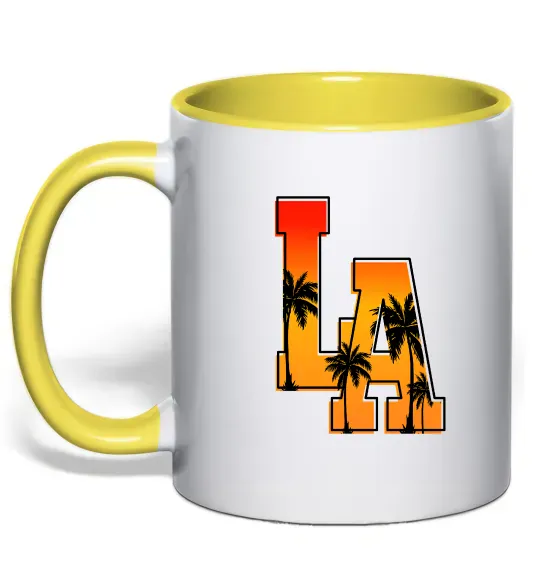 Чашка з кольоровою ручкою LA Сонячно жовтий фото