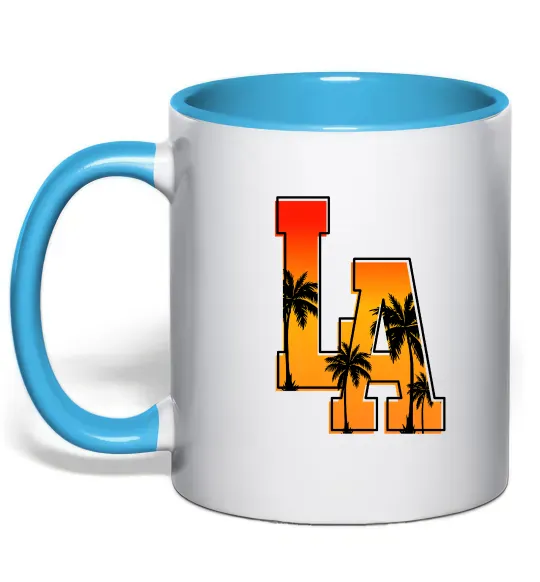 Чашка з кольоровою ручкою LA Блакитний фото