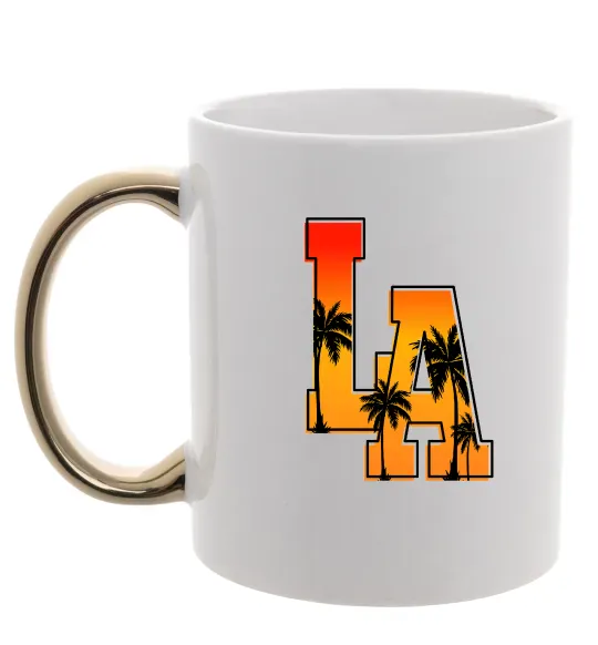 Чашка з кольоровою ручкою LA Золото фото