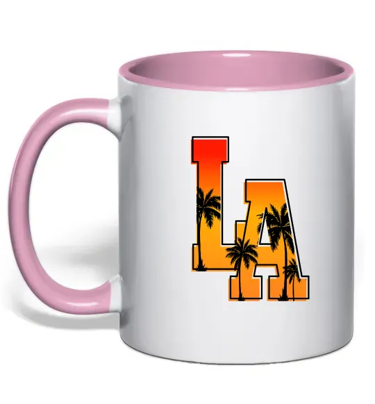 Чашка з кольоровою ручкою LA Ніжно рожевий фото