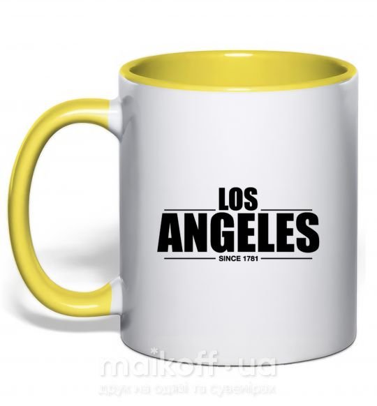 Чашка з кольоровою ручкою Los Angeles since 1781 Сонячно жовтий фото