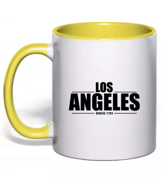 Чашка з кольоровою ручкою Los Angeles since 1781 Сонячно жовтий фото