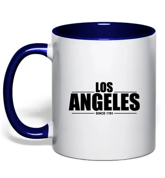 Чашка з кольоровою ручкою Los Angeles since 1781 Глибокий темно-синій фото