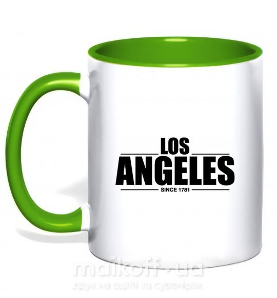 Чашка з кольоровою ручкою Los Angeles since 1781 Зелений фото