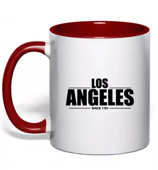 Чашка з кольоровою ручкою Los Angeles since 1781 Червоний фото