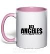Чашка з кольоровою ручкою Los Angeles since 1781 Ніжно рожевий фото