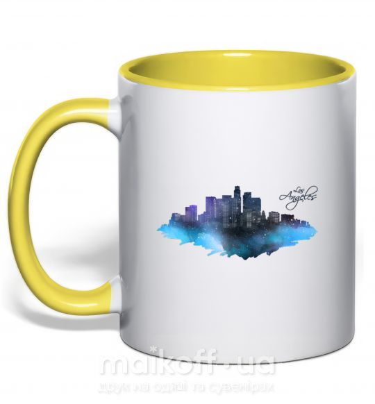 Чашка з кольоровою ручкою LA city Сонячно жовтий фото