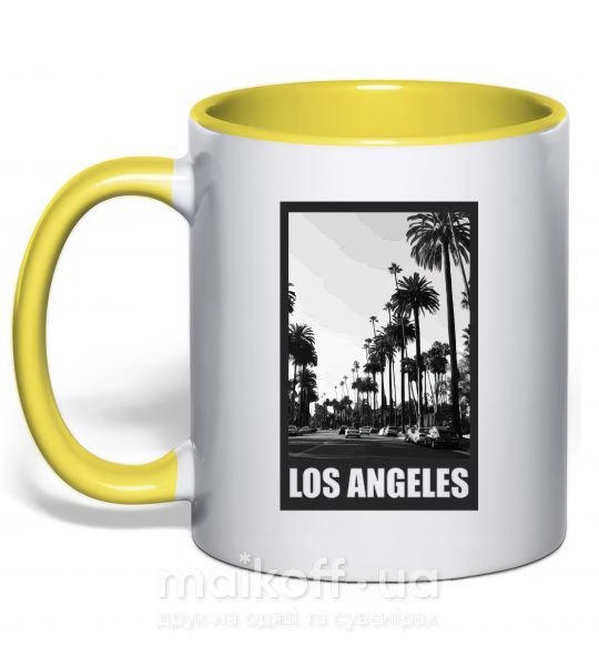 Чашка с цветной ручкой Los Angeles photo Солнечно желтый фото