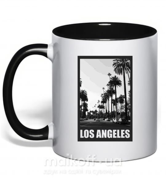 Чашка з кольоровою ручкою Los Angeles photo Чорний фото