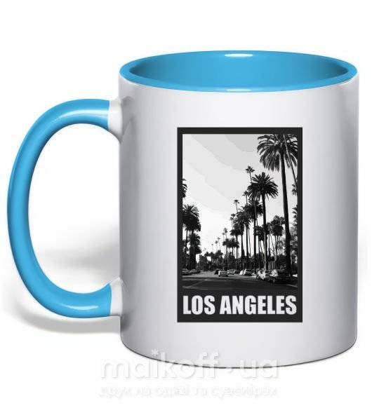 Чашка с цветной ручкой Los Angeles photo Голубой фото
