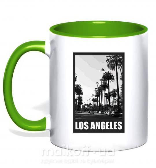 Чашка з кольоровою ручкою Los Angeles photo Зелений фото