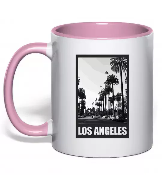 Чашка з кольоровою ручкою Los Angeles photo Ніжно рожевий фото