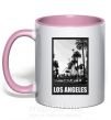 Чашка з кольоровою ручкою Los Angeles photo Ніжно рожевий фото