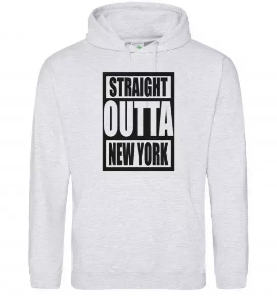 Чоловіча толстовка (худі) Straight outta New York Сірий меланж фото