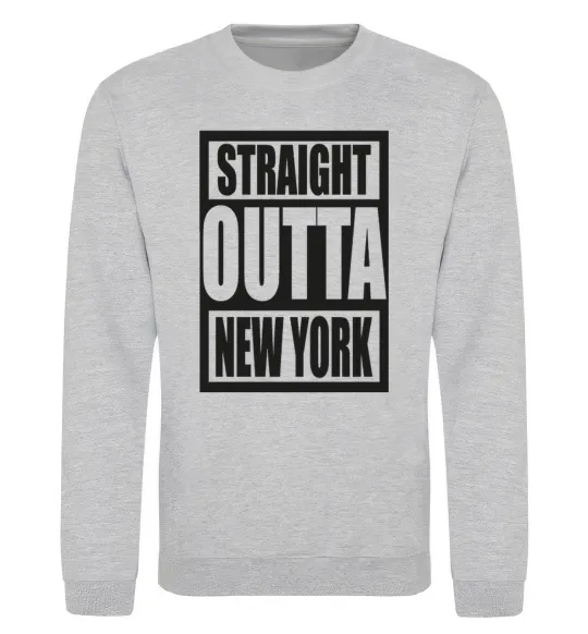 Світшот Straight outta New York Сірий меланж фото