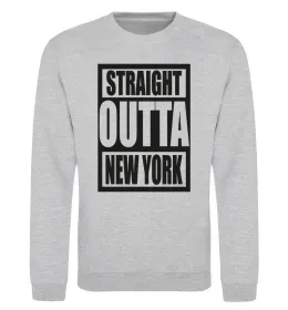 Світшот Straight outta New York Сірий меланж фото