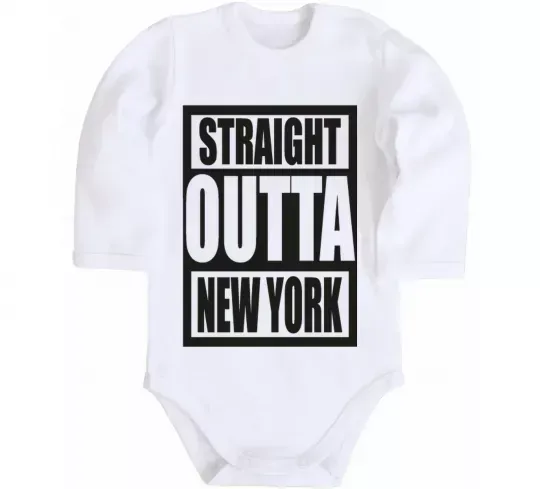 Дитячий бодік Straight outta New York Білий фото