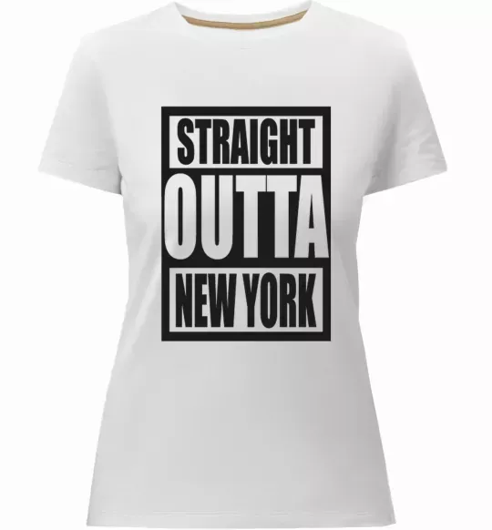 Жіноча преміум футболка Straight outta New York Білий фото