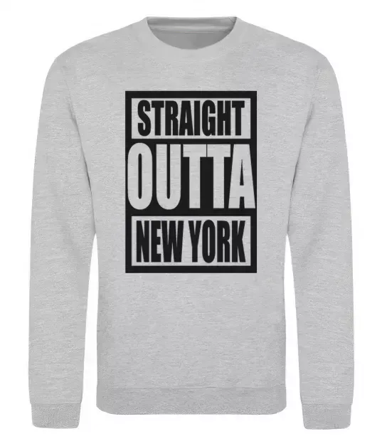 Світшот Straight outta New York Сірий меланж фото