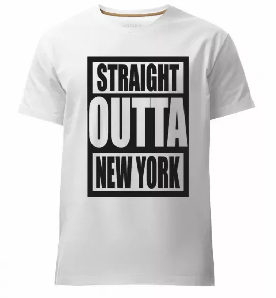 Мужская премиум футболка Straight outta New York Белый фото