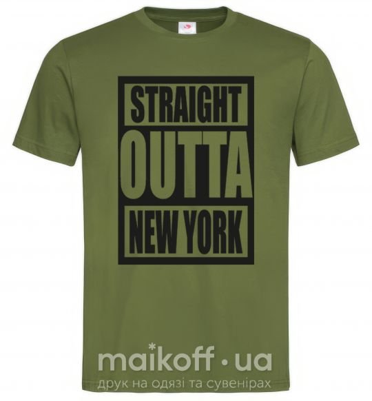 Чоловіча футболка Straight outta New York Оливковий фото