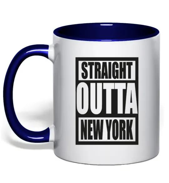 Чашка з кольоровою ручкою Straight outta New York Глибокий темно-синій фото