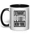 Чашка з кольоровою ручкою Straight outta New York Чорний Чашка з кольоровою ручкою Straight outta New York Чорний фото