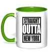 Чашка з кольоровою ручкою Straight outta New York Зелений Чашка з кольоровою ручкою Straight outta New York Зелений фото