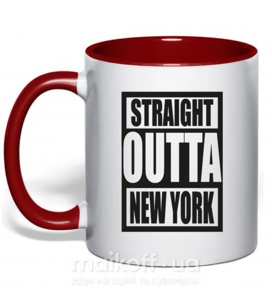 Чашка з кольоровою ручкою Straight outta New York Червоний фото