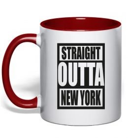 Чашка з кольоровою ручкою Straight outta New York Чашка з кольоровою ручкою Straight outta New York