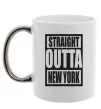 Чашка з кольоровою ручкою Straight outta New York Срібло Чашка з кольоровою ручкою Straight outta New York Срібло фото