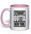 Чашка з кольоровою ручкою Straight outta New York Ніжно рожевий фото