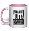 Чашка з кольоровою ручкою Straight outta New York Ніжно рожевий Чашка з кольоровою ручкою Straight outta New York Ніжно рожевий фото