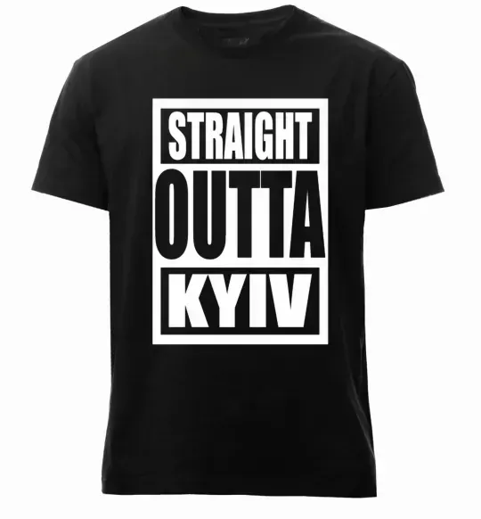 Мужская премиум футболка Straight outta Kyiv Черный фото