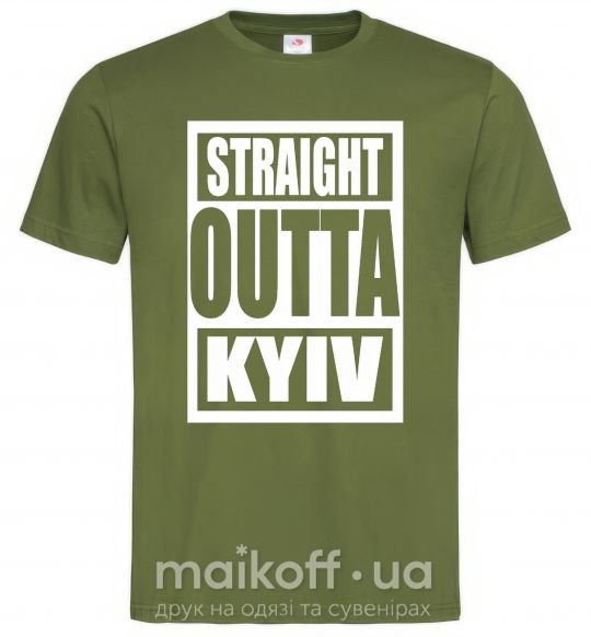 Чоловіча футболка Straight outta Kyiv Оливковий фото