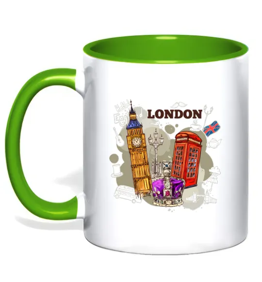 Чашка с цветной ручкой Hello England Лаймовый фото