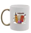 Чашка с цветной ручкой Hello England Золото фото