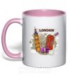 Чашка з кольоровою ручкою Hello England Ніжно рожевий фото