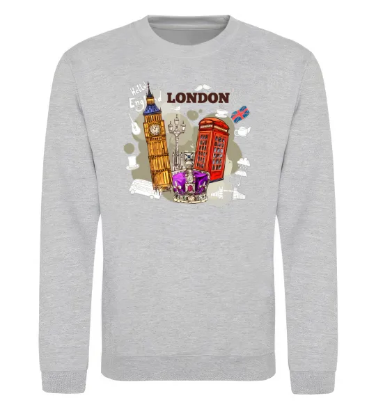 Свитшот Hello England Серый меланж фото