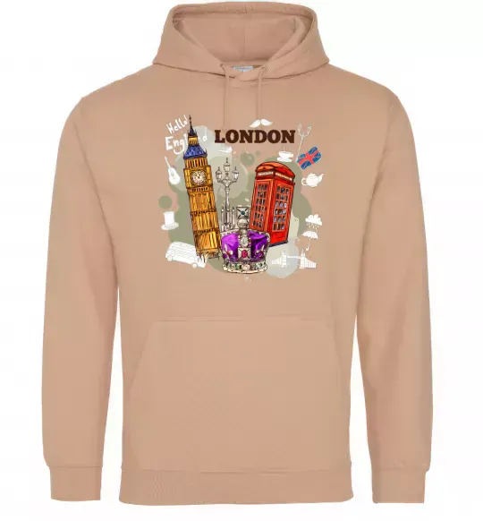 Мужская толстовка (худи) Hello England Песочный фото