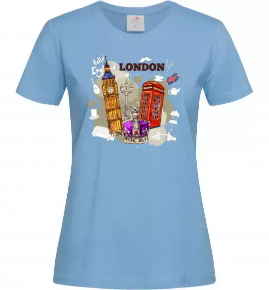 Жіноча футболка Hello England Блакитний фото